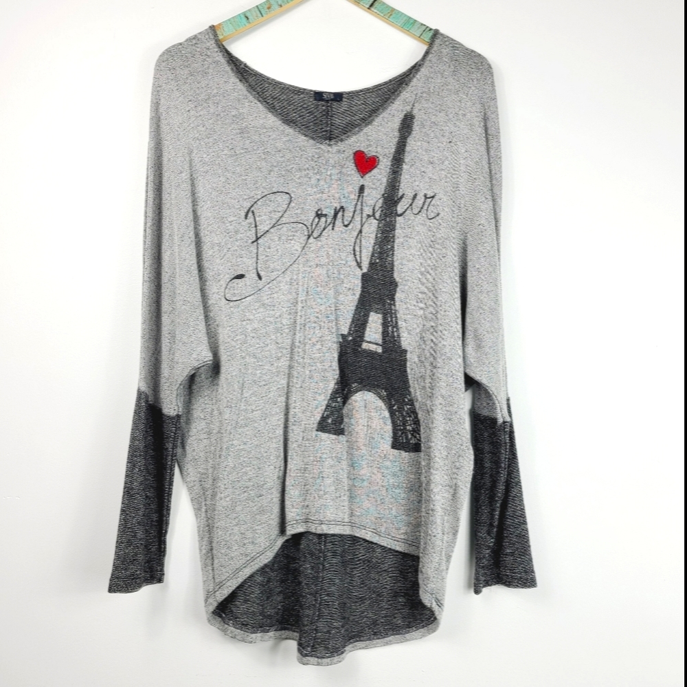 Grey Bonjour long sleeve shirt